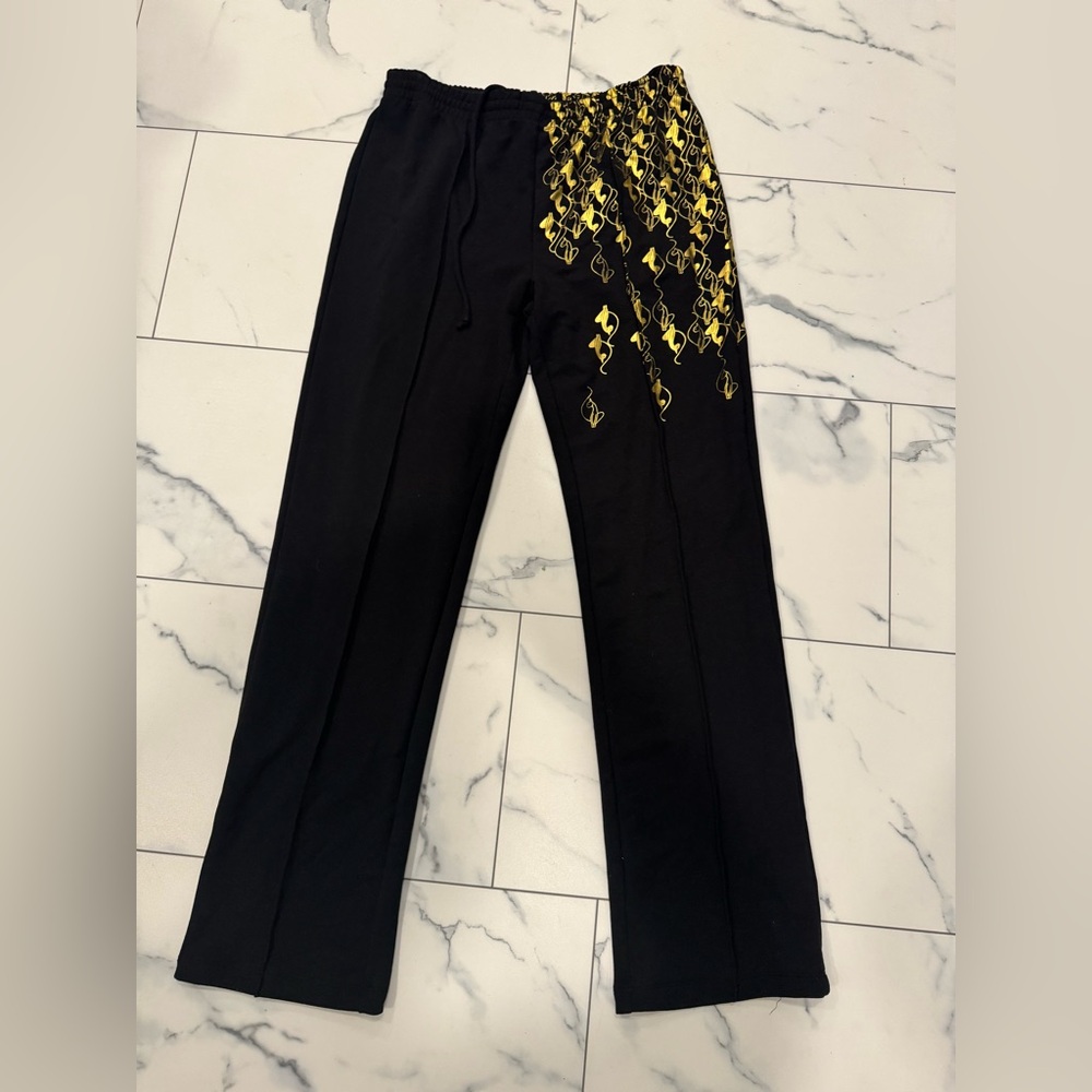 Baby Phat Black and Gold Joggers with Elegant Embellishments size XL